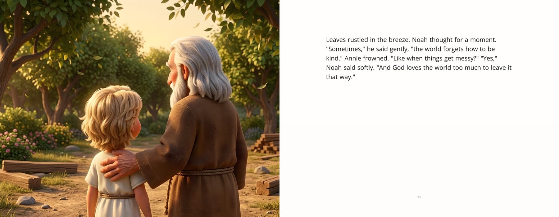 Personalized Noah's Ark book spread, Pages 10–11